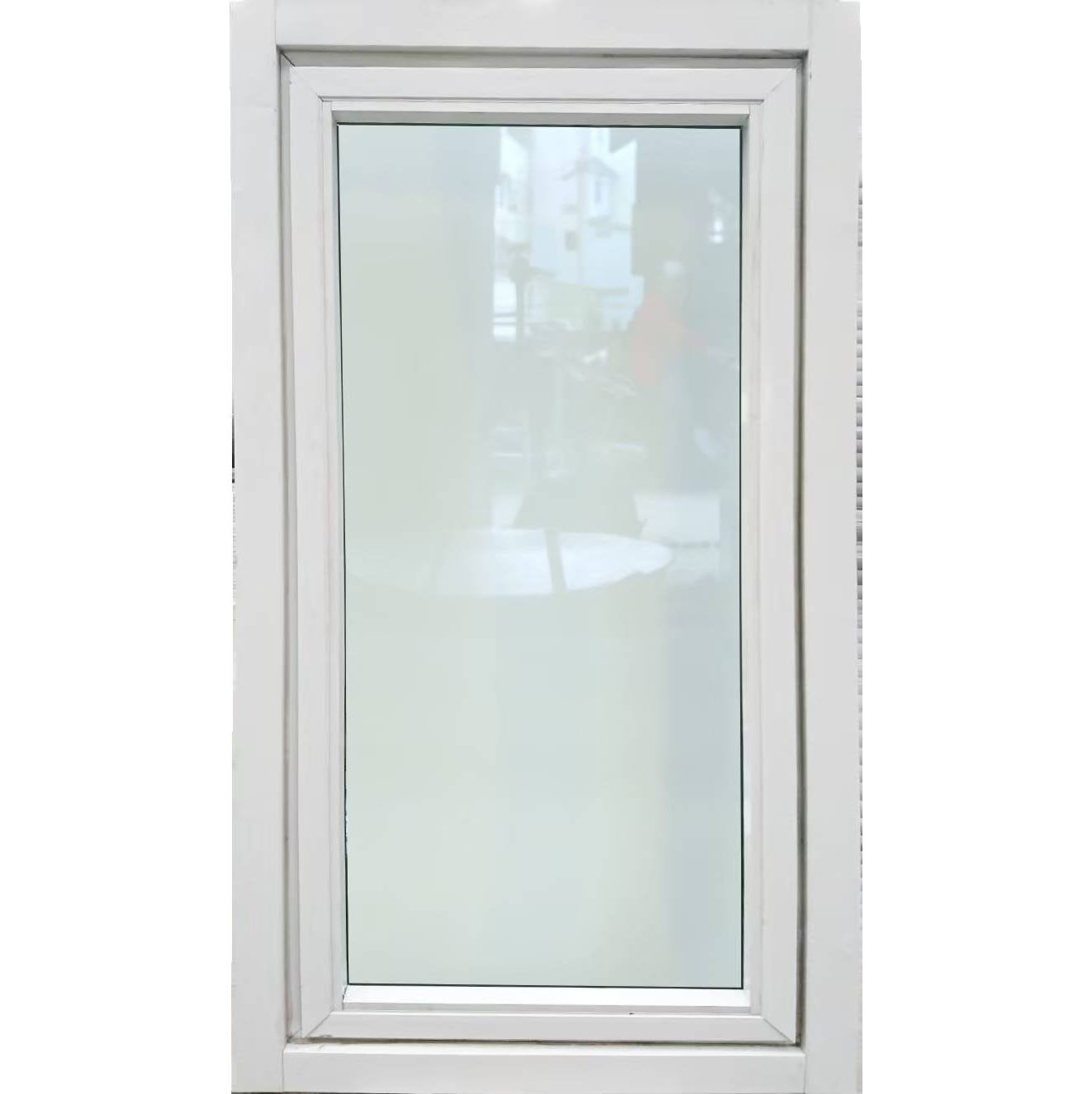 หน้าต่างบานเปิด 1ช่อง อลูมิเนียมสีอบขาว+กระจกใสเขียว+มุ้ง 60ซม.*110ซม.